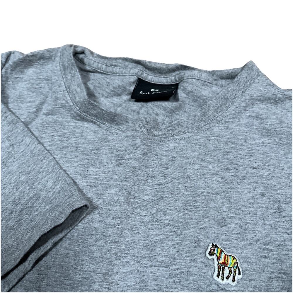 Paul Smith PS Gray T-Shirt Size Medium Logo Zebra Cotton Tee Classic Basic